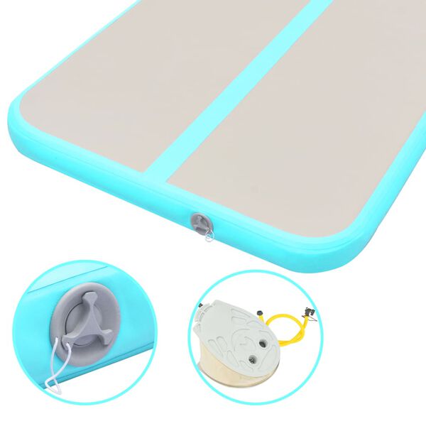 vidaXL Inflatable Gymnastics Mat with Pump 400x100x10 cm PVC Green
