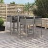 vidaXL 5 Piece Garden Bar Set with Cushions Grey Poly Rattan