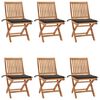 vidaXL Folding Garden Chairs with Cushions 6 pcs Solid Teak Wood