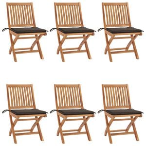vidaXL Folding Garden Chairs with Cushions 6 pcs Solid Teak Wood
