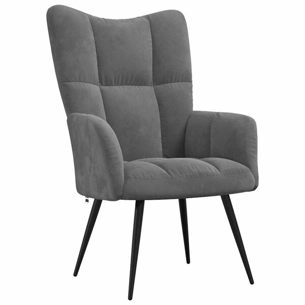 vidaXL Relaxing Chair Dark Grey Velvet