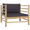 vidaXL 6 Piece Garden Lounge Set with Dark Grey Cushions Bamboo