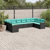 vidaXL 10 Piece Garden Sofa Set with Cushions Black Poly Rattan