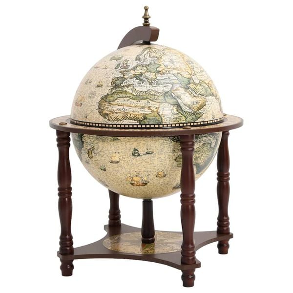 vidaXL Globe Bar Wine Stand Brown Solid Wood Eucalyptus