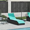 vidaXL Folding Sun Lounger with Cushion and Storage Black Poly Rattan