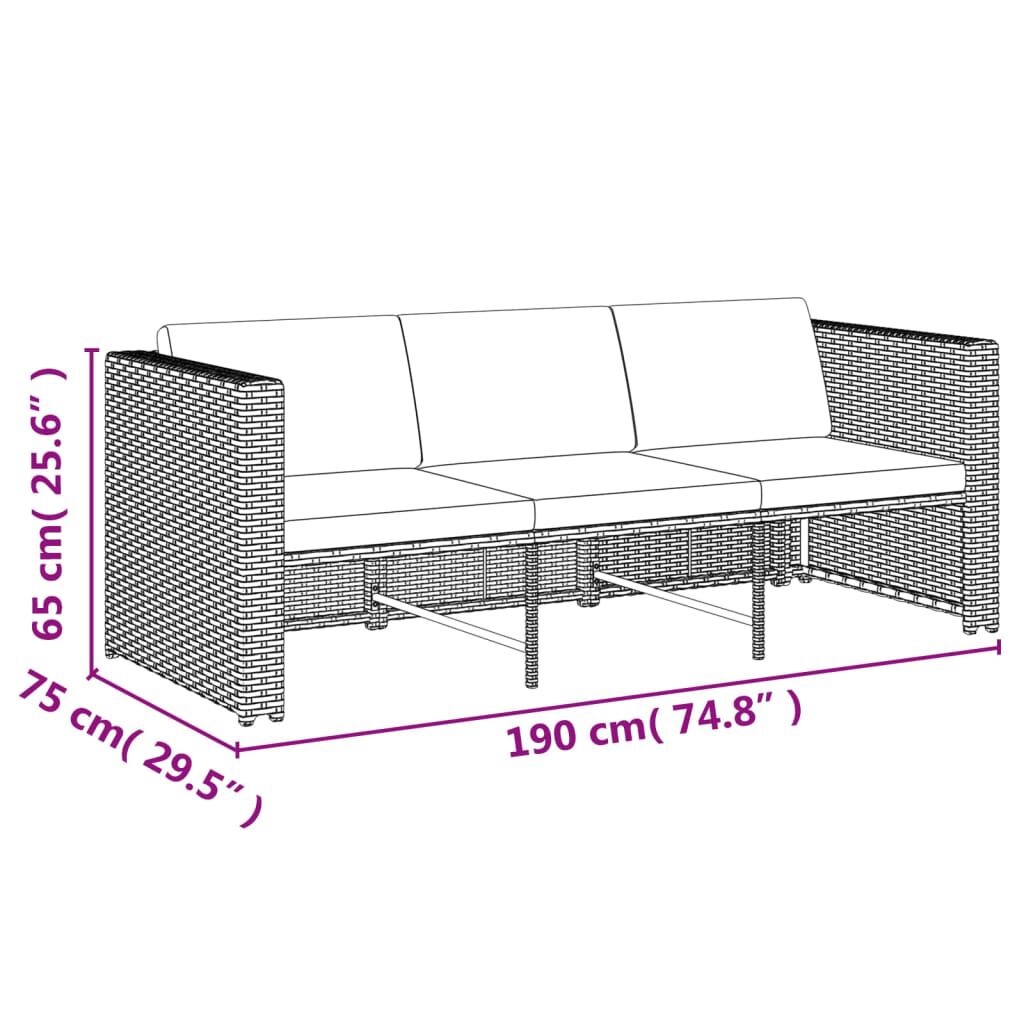 vidaXL 4 Piece Garden Lounge Set with Cushions Poly Rattan Brown