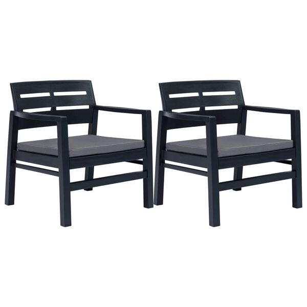 vidaXL 3 Piece Garden Lounge Set Plastic Anthracite