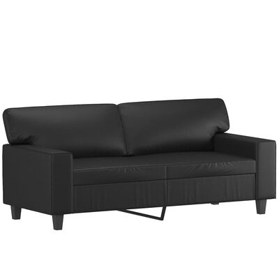 vidaXL 3 Piece Sofa Set with Pillows Black Faux Leather