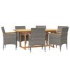 vidaXL 7 Piece Garden Dining Set with Cushions Grey