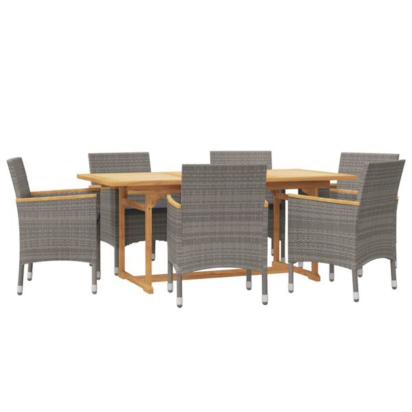 vidaXL 7 Piece Garden Dining Set with Cushions Grey