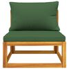 vidaXL Garden Middle Sofa with Green Cushions Solid Wood Acacia