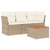 vidaXL 4 Piece Garden Sofa Set with Cushions Beige Poly Rattan