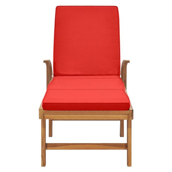 vidaXL Sun Lounger with Cushion Solid Teak Wood Red