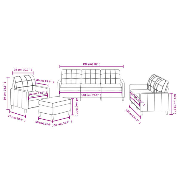 vidaXL 4 Piece Sofa Set with Cushions Dark Grey Fabric