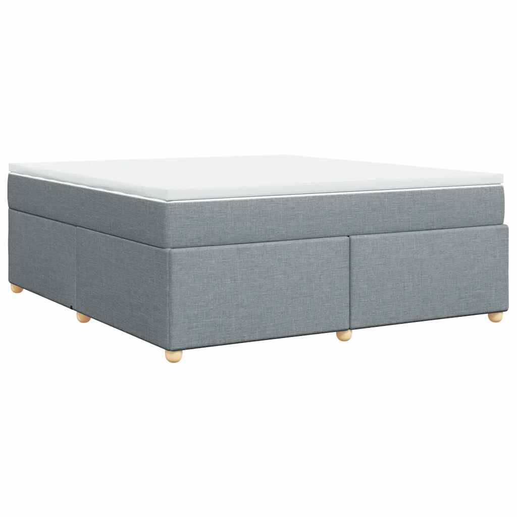 vidaXL Box Spring Bed with Mattress Light Grey California King Fabric