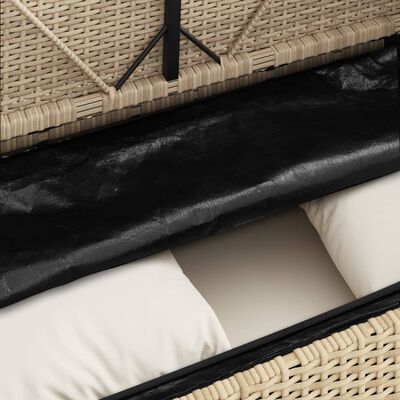 vidaXL Garden Bench with Cushions Beige Poly Rattan