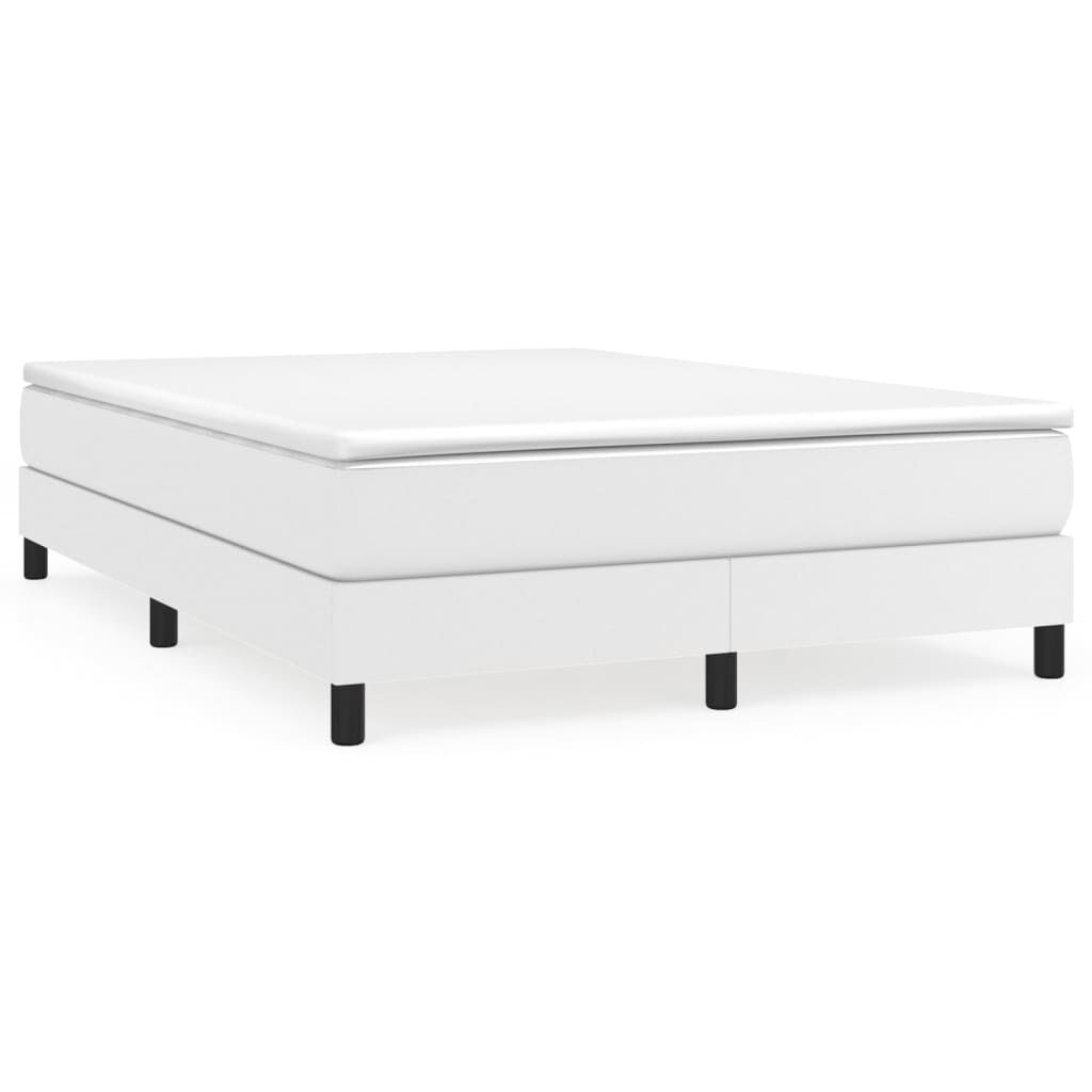 vidaXL Box Spring Bed with Mattress White 137x190 cm Full Faux Leather