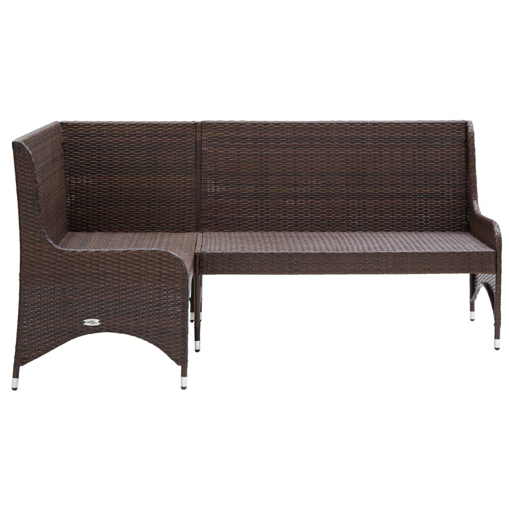 vidaXL Garden Corner Sofas 2 pcs Poly Rattan Brown