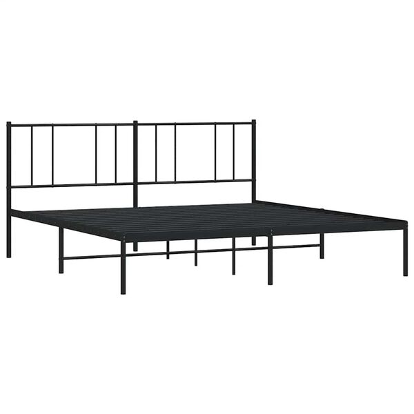 vidaXL Metal Bed Frame without Mattress with Headboard Black 193x203cm