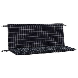 vidaXL Garden Bench Cushions 2pcs Black Check Pattern 120x50x7cm Fabric