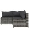 vidaXL 3 Piece Garden Lounge Set with Cushions Grey Poly Rattan