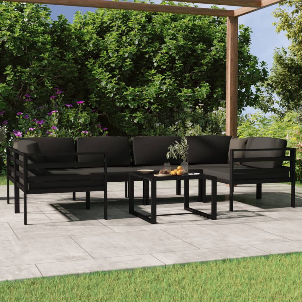 vidaXL 7 Piece Garden Lounge Set with Cushions Aluminium Anthracite