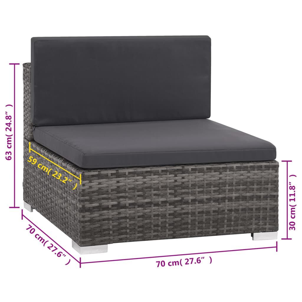 vidaXL 8 Piece Garden Lounge Set with Cushions Poly Rattan Grey