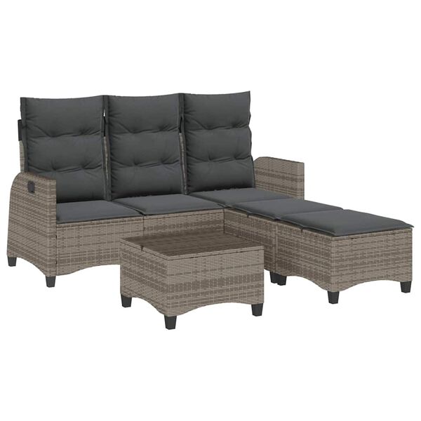 vidaXL 3 Piece Garden Sofa Set with Cushions L-shaped Grey Poly Rattan
