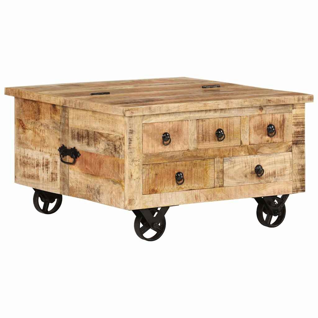 vidaXL Coffee Table Rough Mango Wood 70x70x40 cm