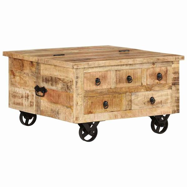 vidaXL Coffee Table Rough Mango Wood 70x70x40 cm