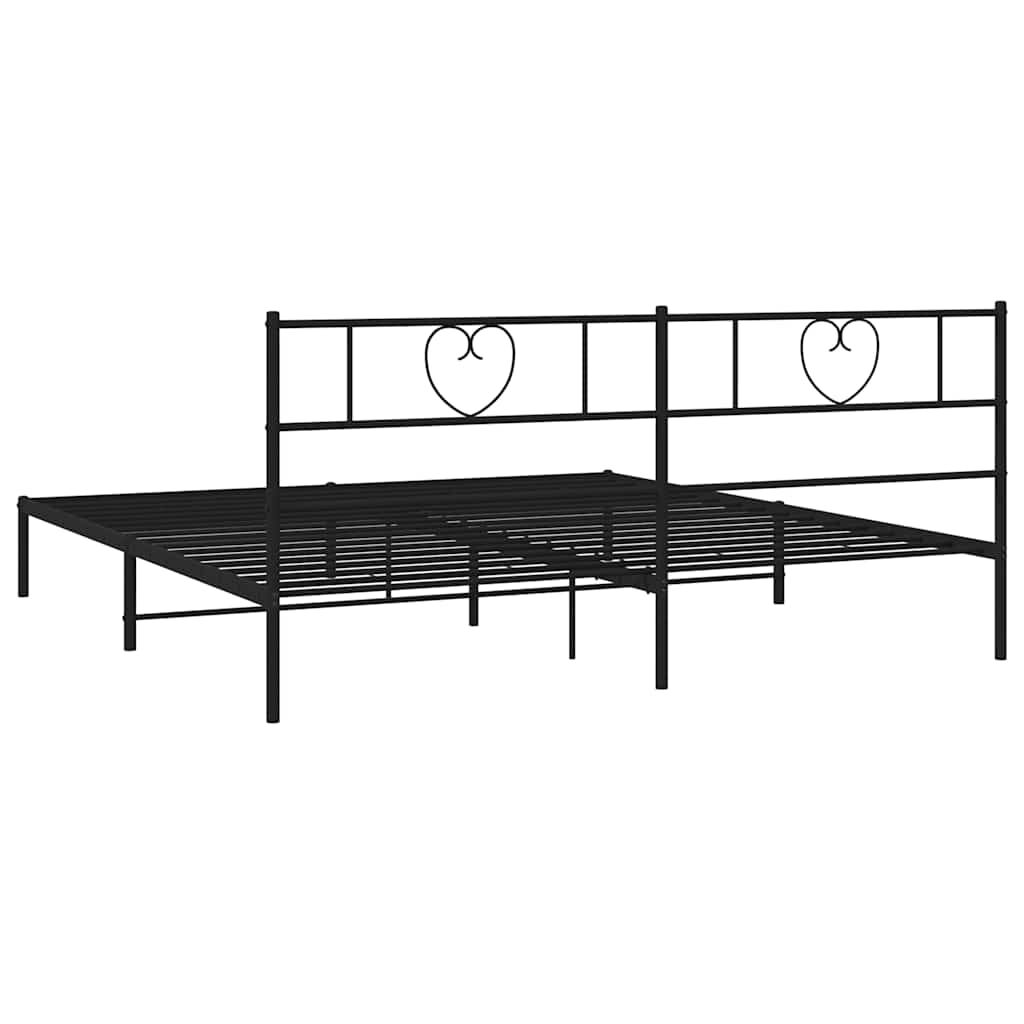 vidaXL Metal Bed Frame without Mattress with Headboard Black 183x213cm