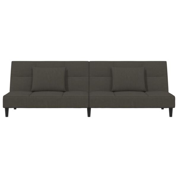 vidaXL 2-Seater Sofa Bed with Two Pillows Dark Grey Velvet