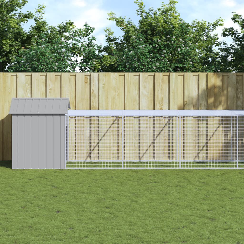 vidaXL Chicken Cage with Run Light Grey 117x1017x123 cm Galvanised Steel