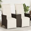 vidaXL Reclining Garden Sofa 2-Seater with Table Brown Poly Rattan
