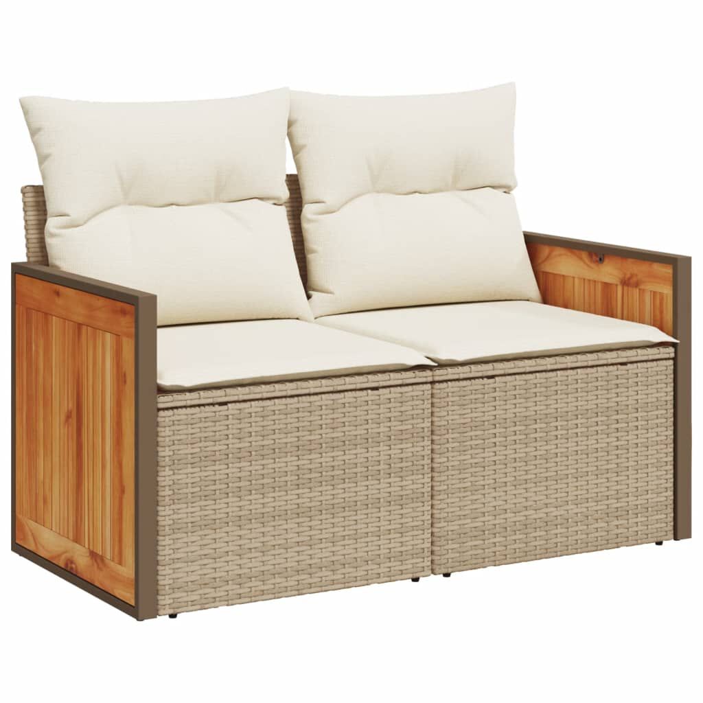 vidaXL 14 Piece Garden Sofa Set with Cushions Beige Poly Rattan
