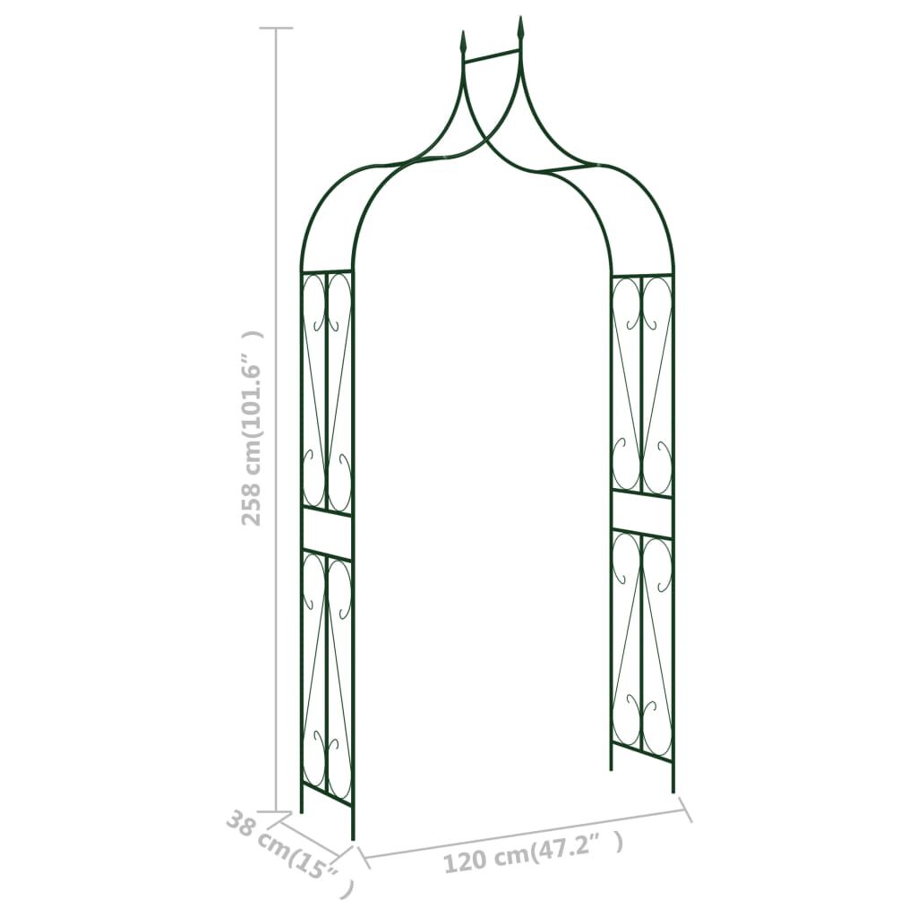 vidaXL Garden Arch Dark Green 120x38x258 cm Iron