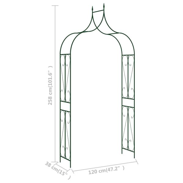 vidaXL Garden Arch Dark Green 120x38x258 cm Iron