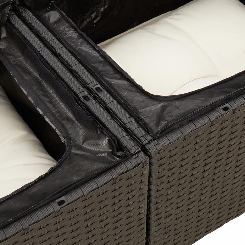 vidaXL 11 Piece Garden Sofa Set with Cushions Black Poly Rattan