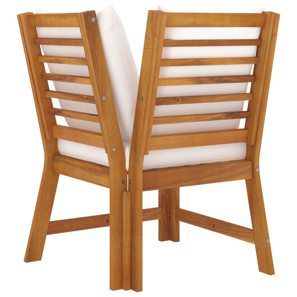 vidaXL 3 Piece Garden Lounge Set with Cream Cushion Solid Acacia Wood