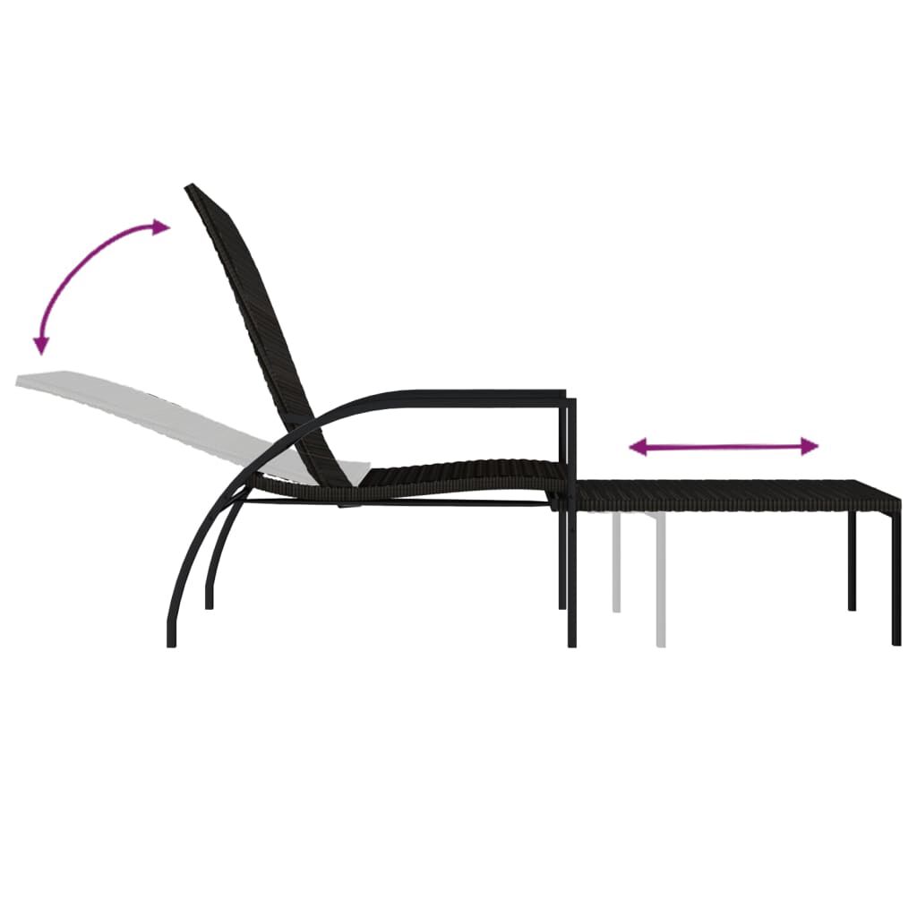 vidaXL Sun Lounger with Footrest PE Rattan Brown