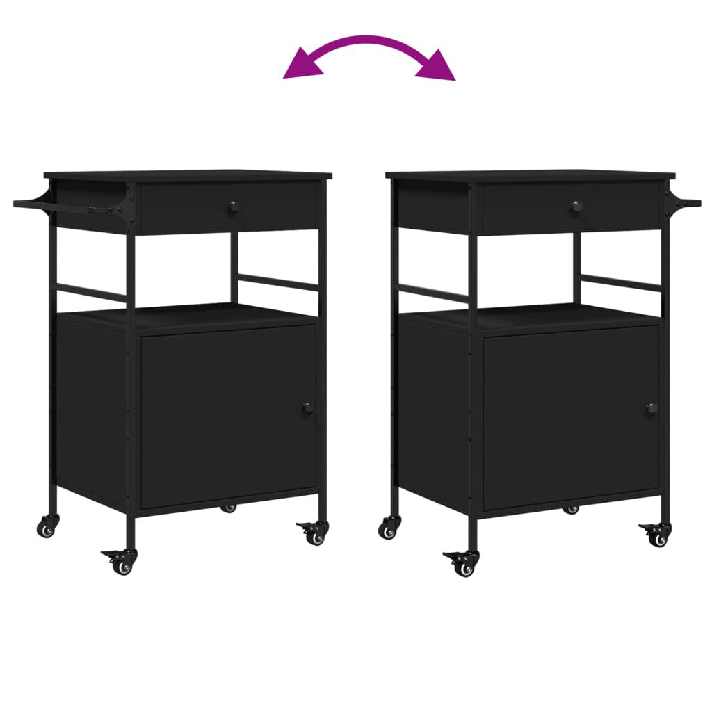 vidaXL Kitchen Trolley Black 56x43x89.5 cm Engineered Wood