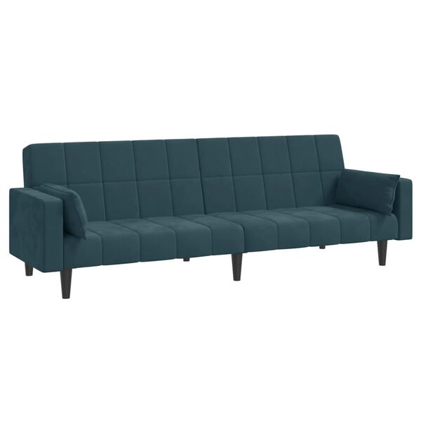 vidaXL 2-Seater Sofa Bed with Two Pillows Blue Velvet