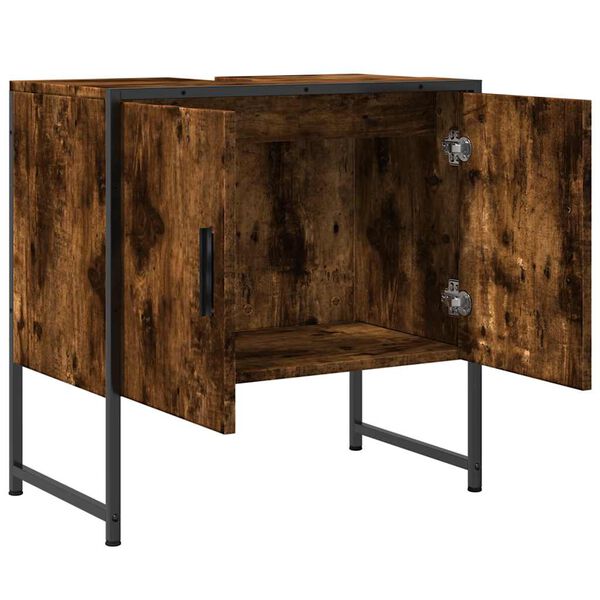vidaXL Bathroom Sink Cabinet Smoked Oak 60x33x60 cm Engineered Wood