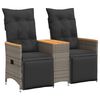 vidaXL Reclining Garden Sofa 2-Seater with Table Grey Poly Rattan