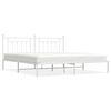 vidaXL Metal Bed Frame without Mattress with Headboard White 193x203cm
