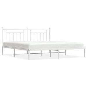 vidaXL Metal Bed Frame without Mattress with Headboard White 193x203cm