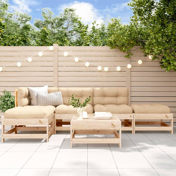 vidaXL 6 Piece Garden Lounge Set Solid Wood Pine