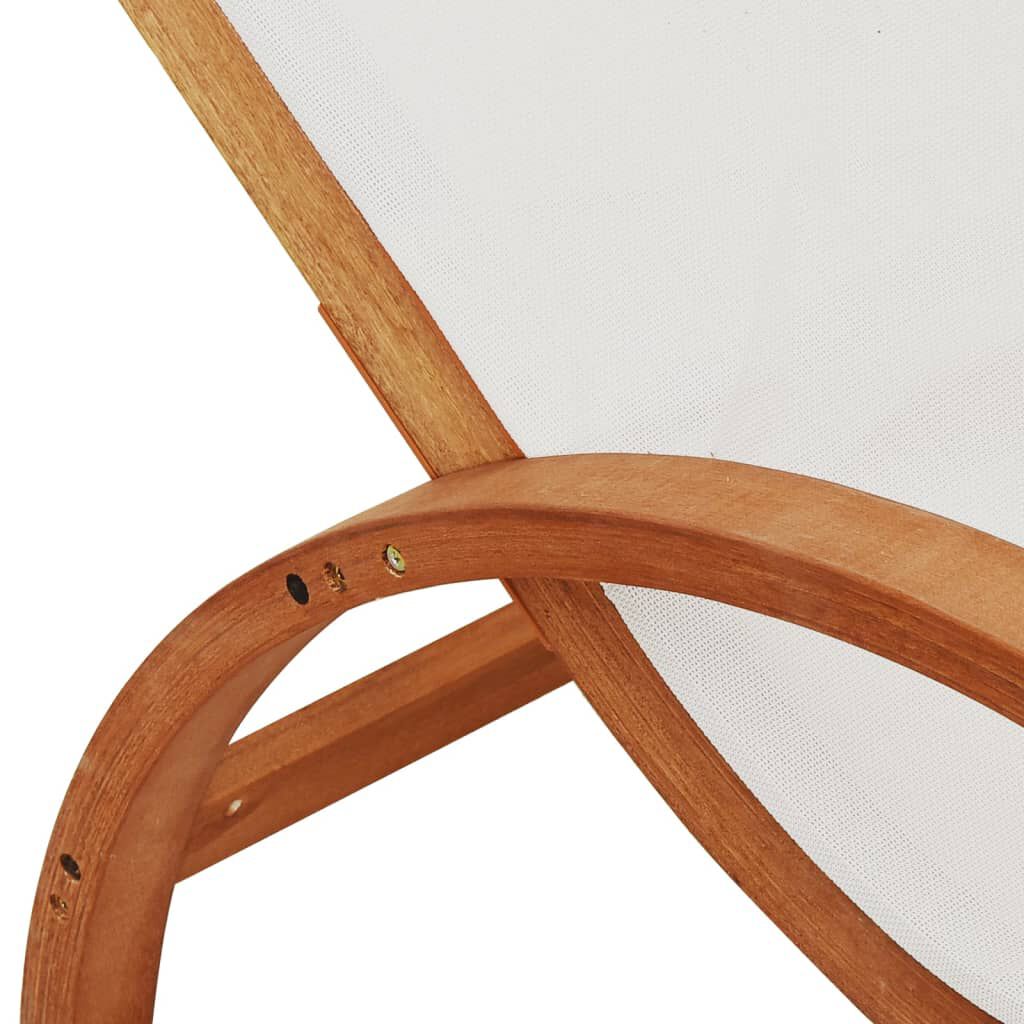 vidaXL Sun Lounger with Pillow White Textilene and Solid Wood Poplar