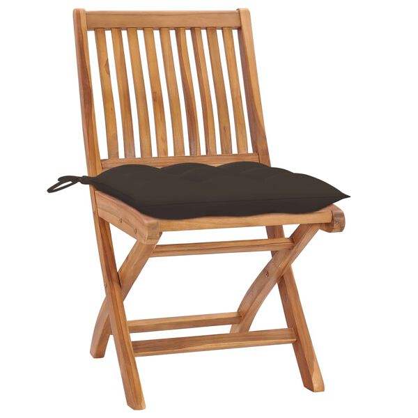vidaXL Garden Chairs 2 pcs with Taupe Cushions Solid Teak Wood