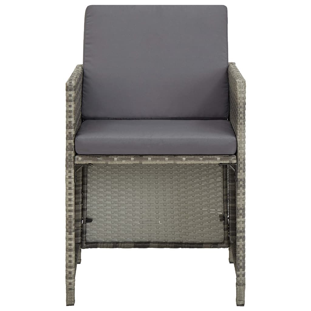 vidaXL Garden Chairs 2 pcs with Cushions Poly Rattan Grey